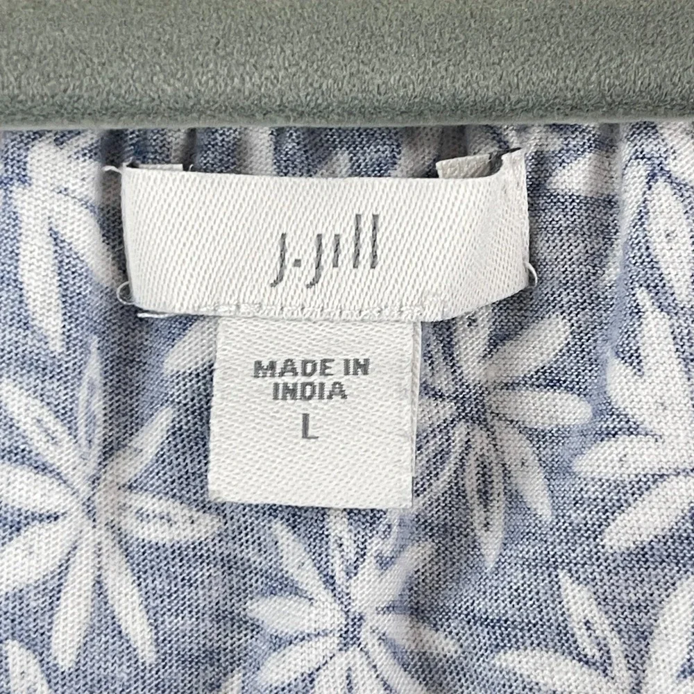 J. Jill Blue Floral Print Off the Shoulder Shirt‎ Womens Long Sleeve Size Large